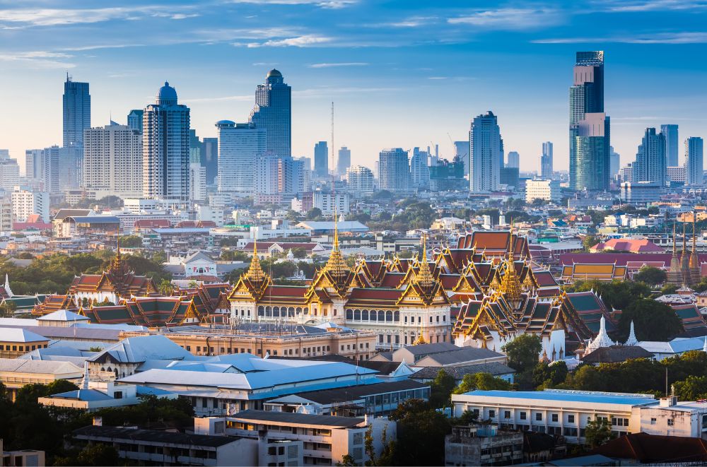 city of bangkok with blue sky